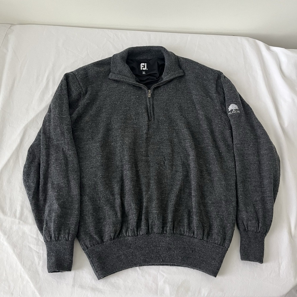 Footjoy Wool Sweater Lined Windstoper 1/4 Zip Pullover Mens L Gray Golf Talamore